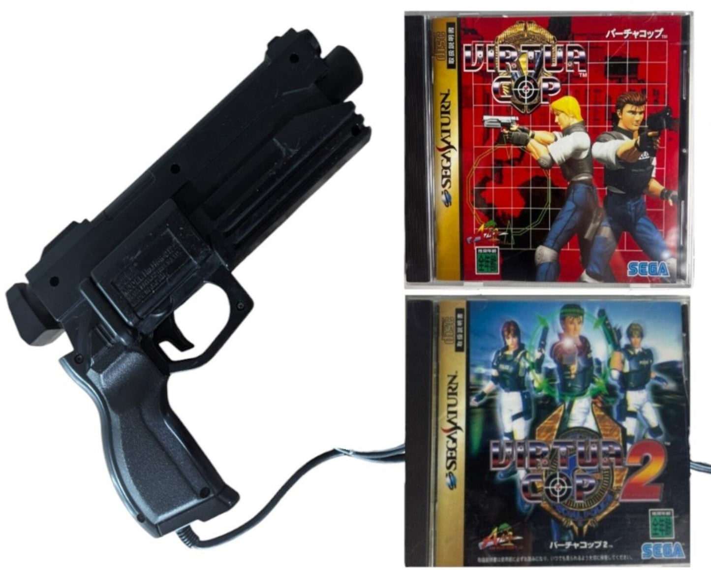 SEGA Saturn - Virtua COP Gun + Virtua Cop 1-2 game - Peripheral (Japan)