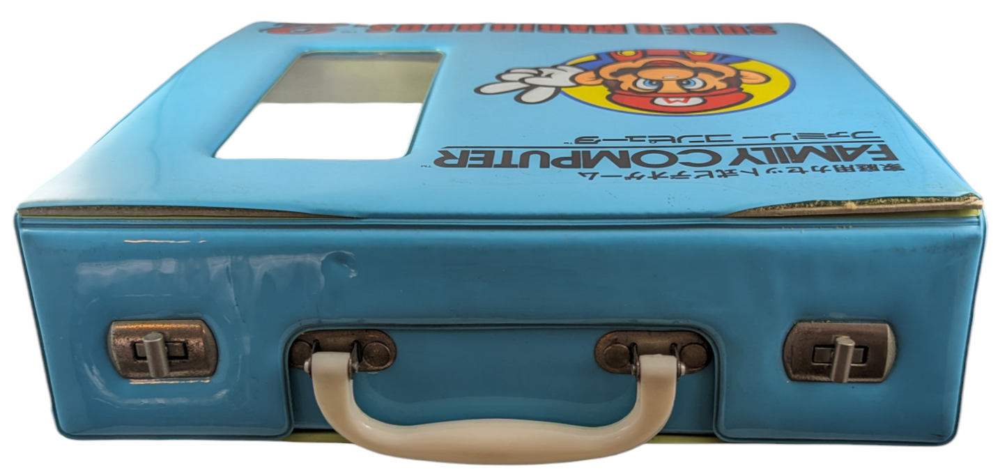 FAMICOM UNIT + MARIO BLUE VINYL CASE (TESTED - working) NINTENDO (JAPAN)