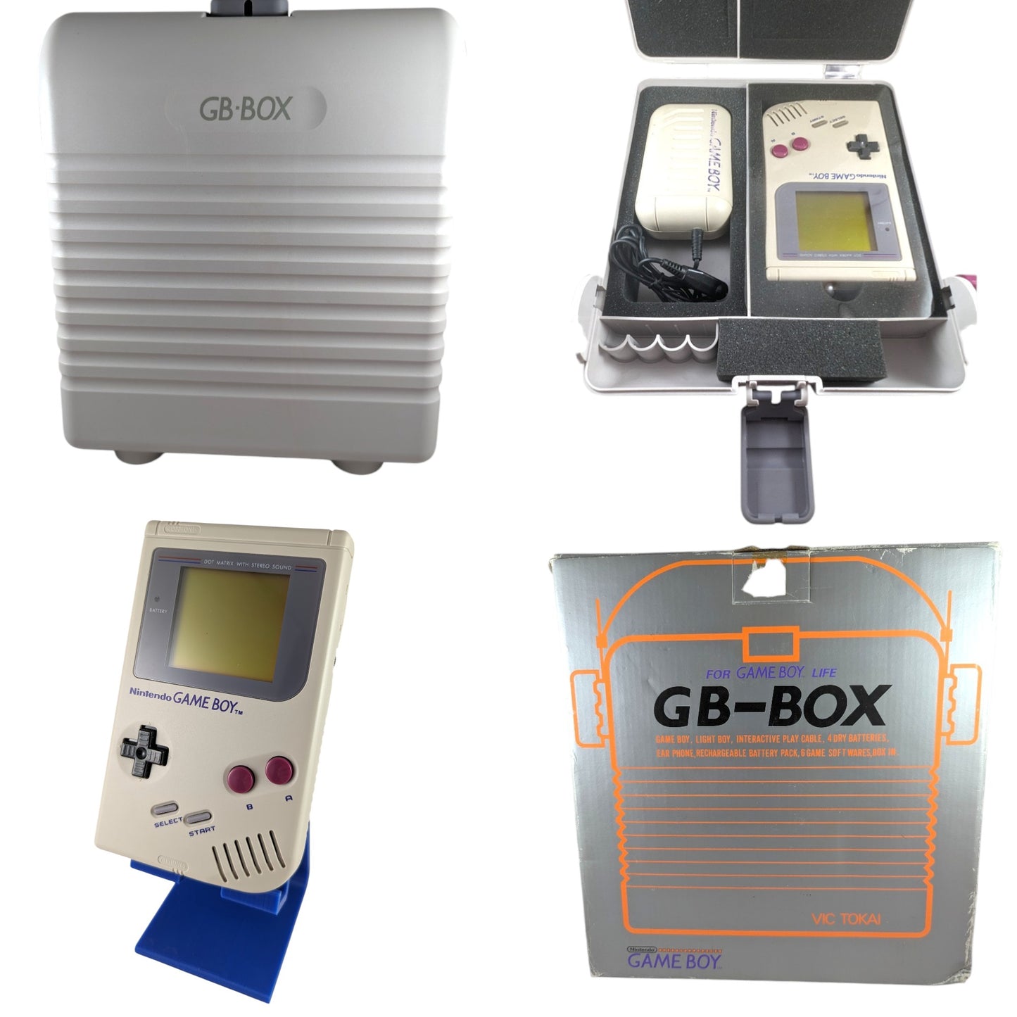 GB ORIGINAL TRANSPORT HARD CASE + GAME BOY with JAPAN AC Power Supply - RARE