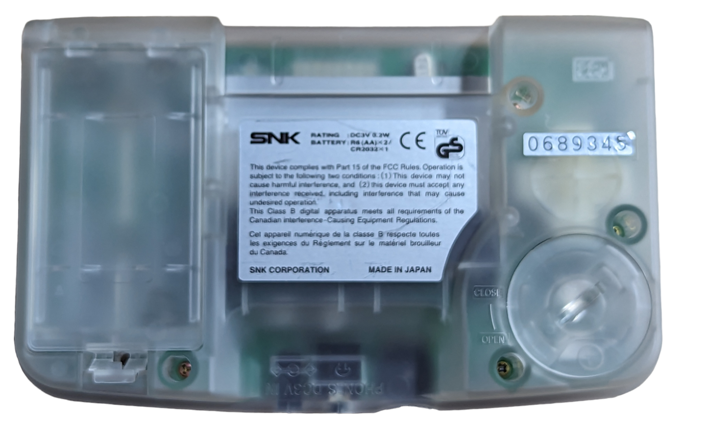 SNK Neogeo Pocket Color - CLEAR - DEL SOL Limited Ed Pachisuro Aruze (Only Japan)
