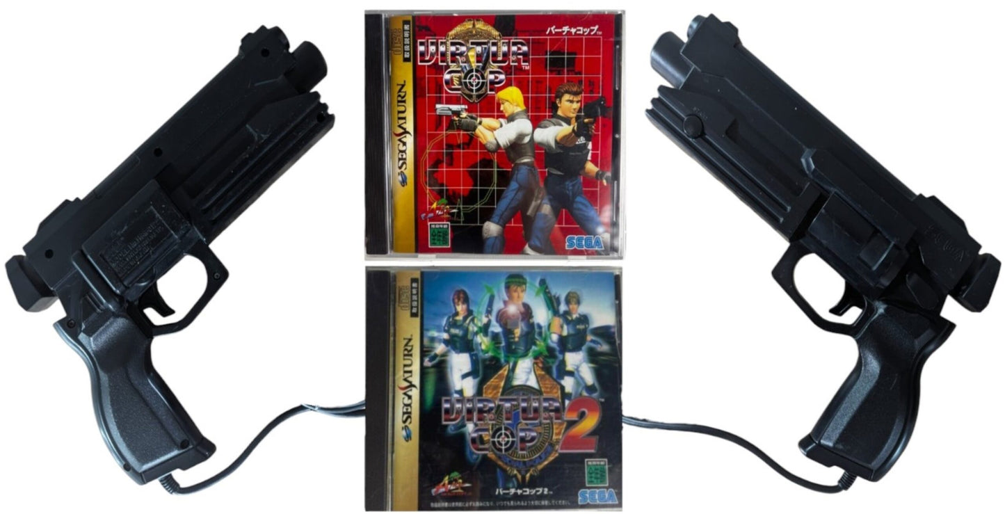 SEGA SATURN - Pistolet Virtua COP + jeu Virtua Cop 1-2 - Périphérique (JAPON)