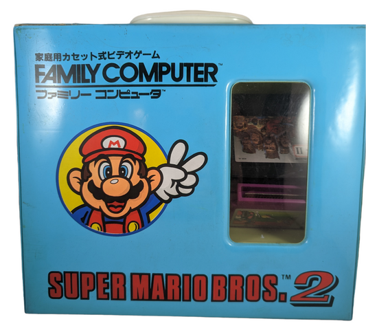FAMICOM UNIT + MARIO BLUE VINYL CASE (TESTED - working) NINTENDO (JAPAN)