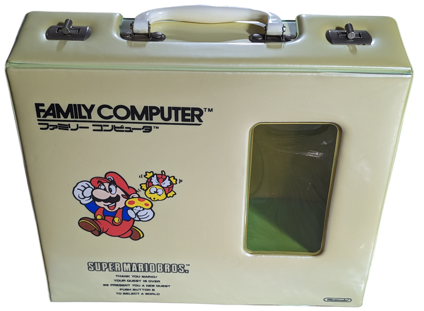 UNITÉ FAMICOM + BOÎTIER VINYLE MARIO PEARLY CREAM (TESTÉ - fonctionnel) NINTENDO (JAPON)