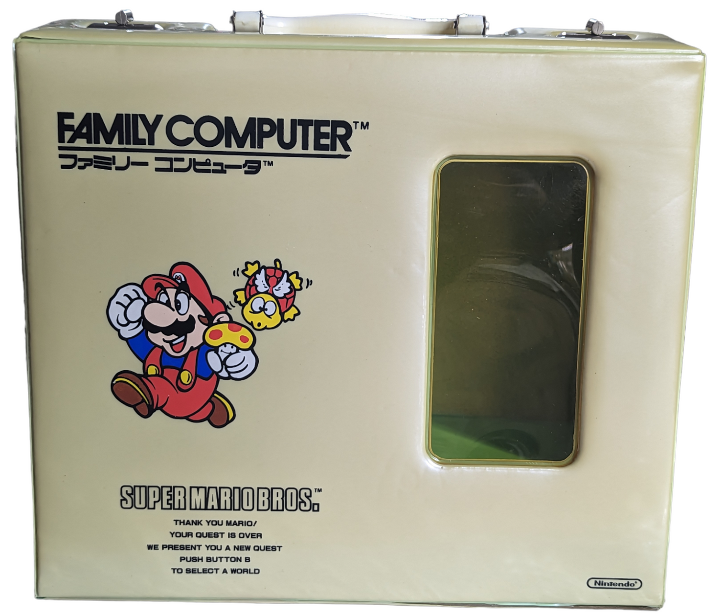 UNITÉ FAMICOM + BOÎTIER VINYLE MARIO PEARLY CREAM (TESTÉ - fonctionnel) NINTENDO (JAPON)